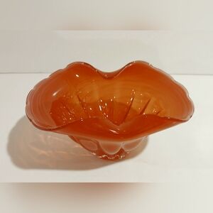 Vintage Red Blown Glass Decorative Dish